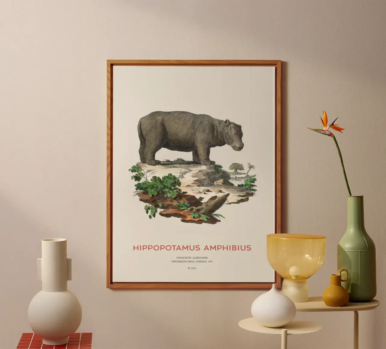 Ippopotamo Incisione minimalista alluminio dibond da Vintagrafica