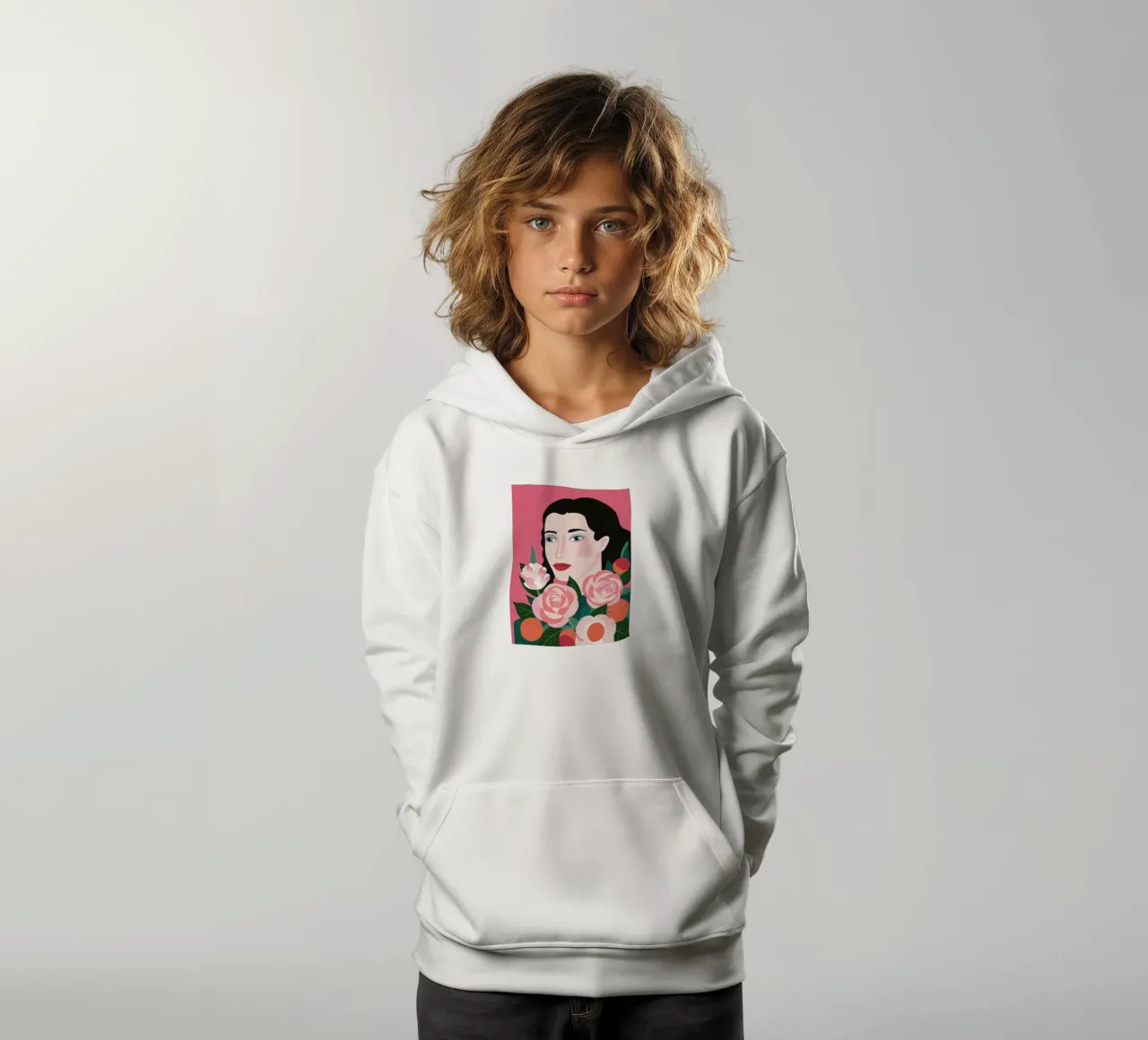 Rosige Gelassenheit Kinder Hoodie von Ivory Frame