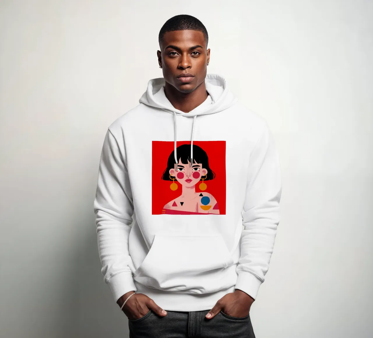 Espressione geometrica in grassetto felpa con cappuccio da Ivory Frame