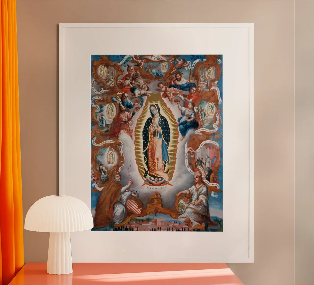 Vergine di Guadalupe - Artista messicano anonimo poster con telaio in legno da Wirla