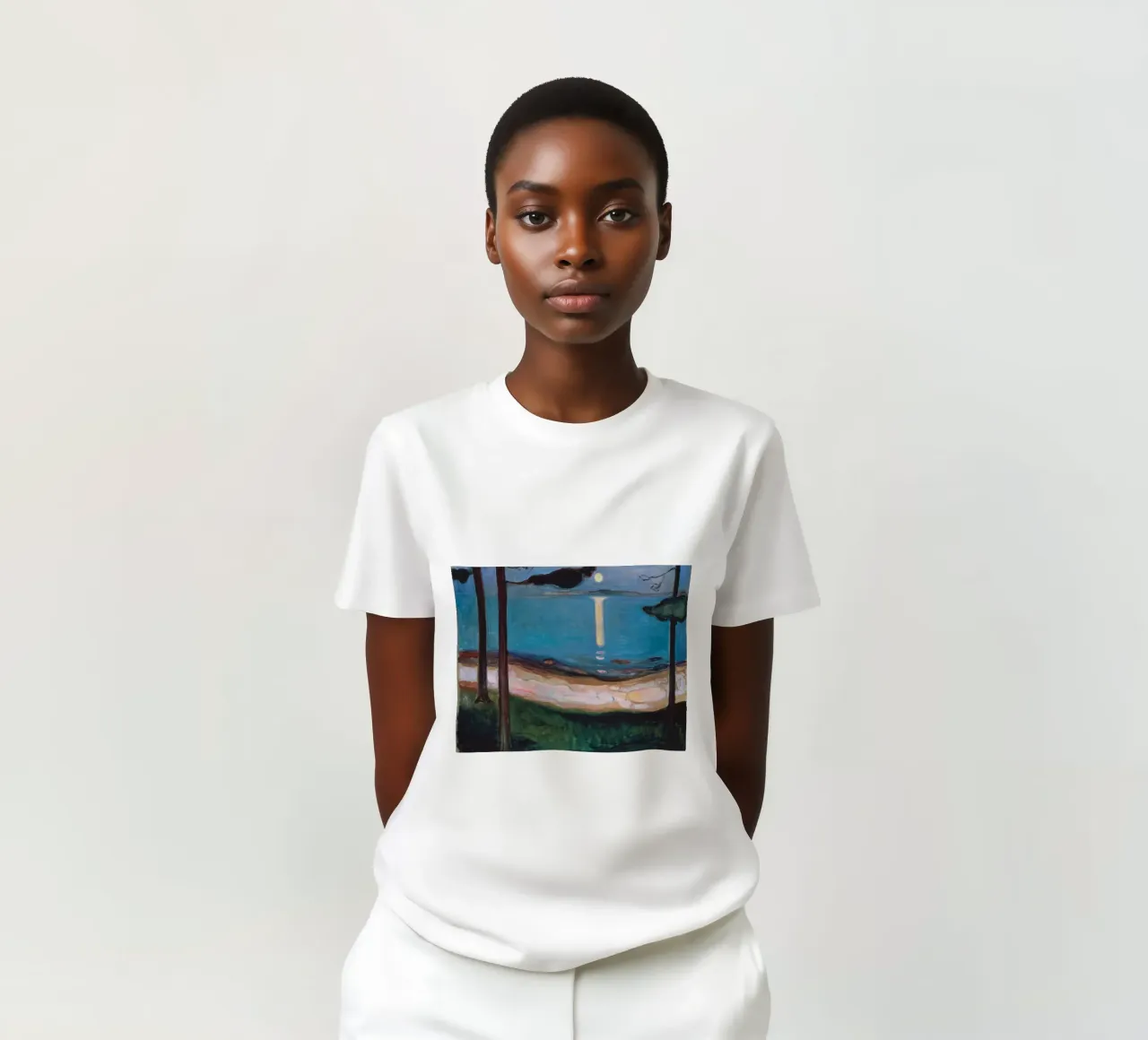Edvard Munch - Notte di luna t-shirt da ARTOTHEK