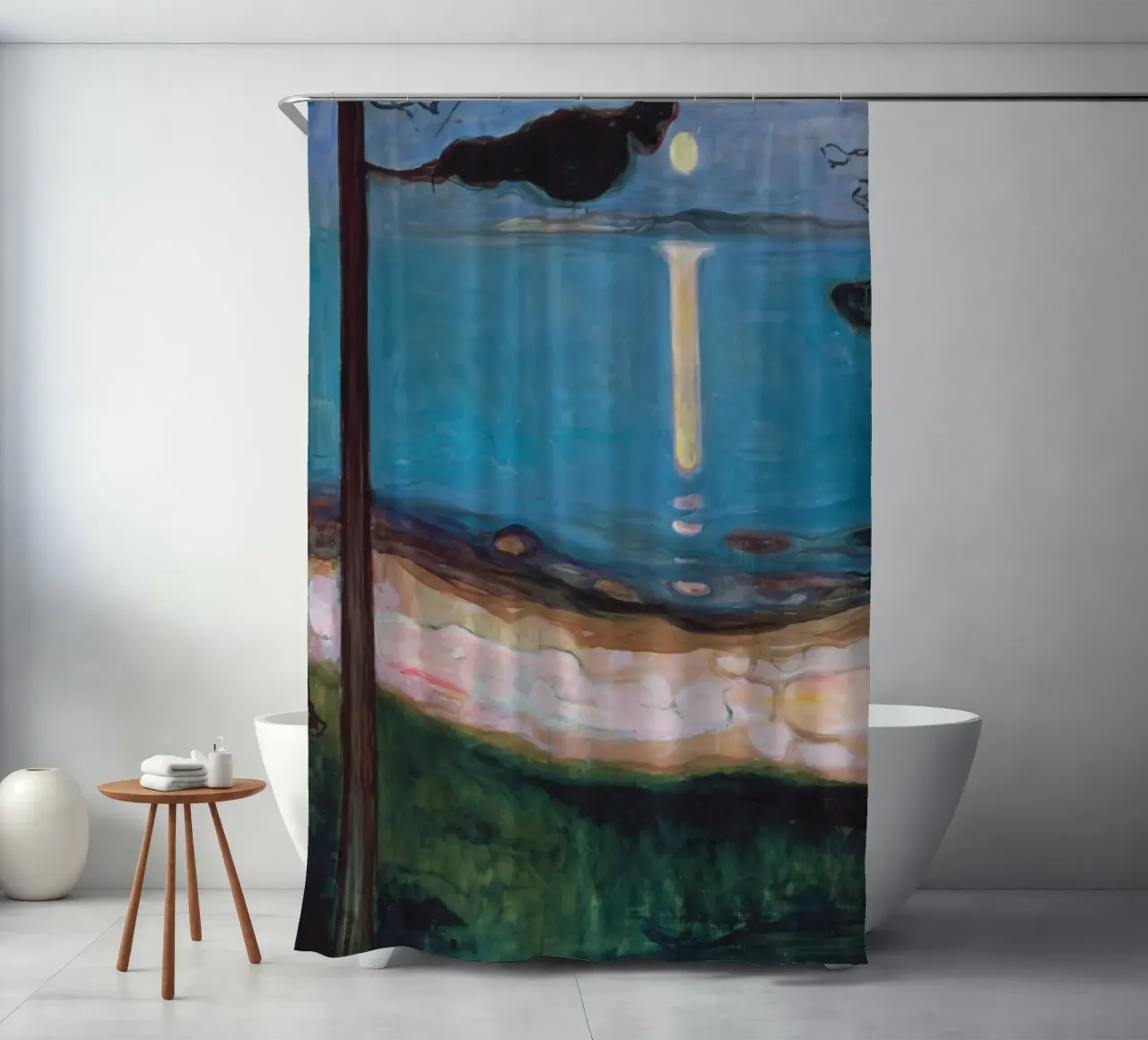 Edvard Munch - Notte di luna tenda da doccia da ARTOTHEK