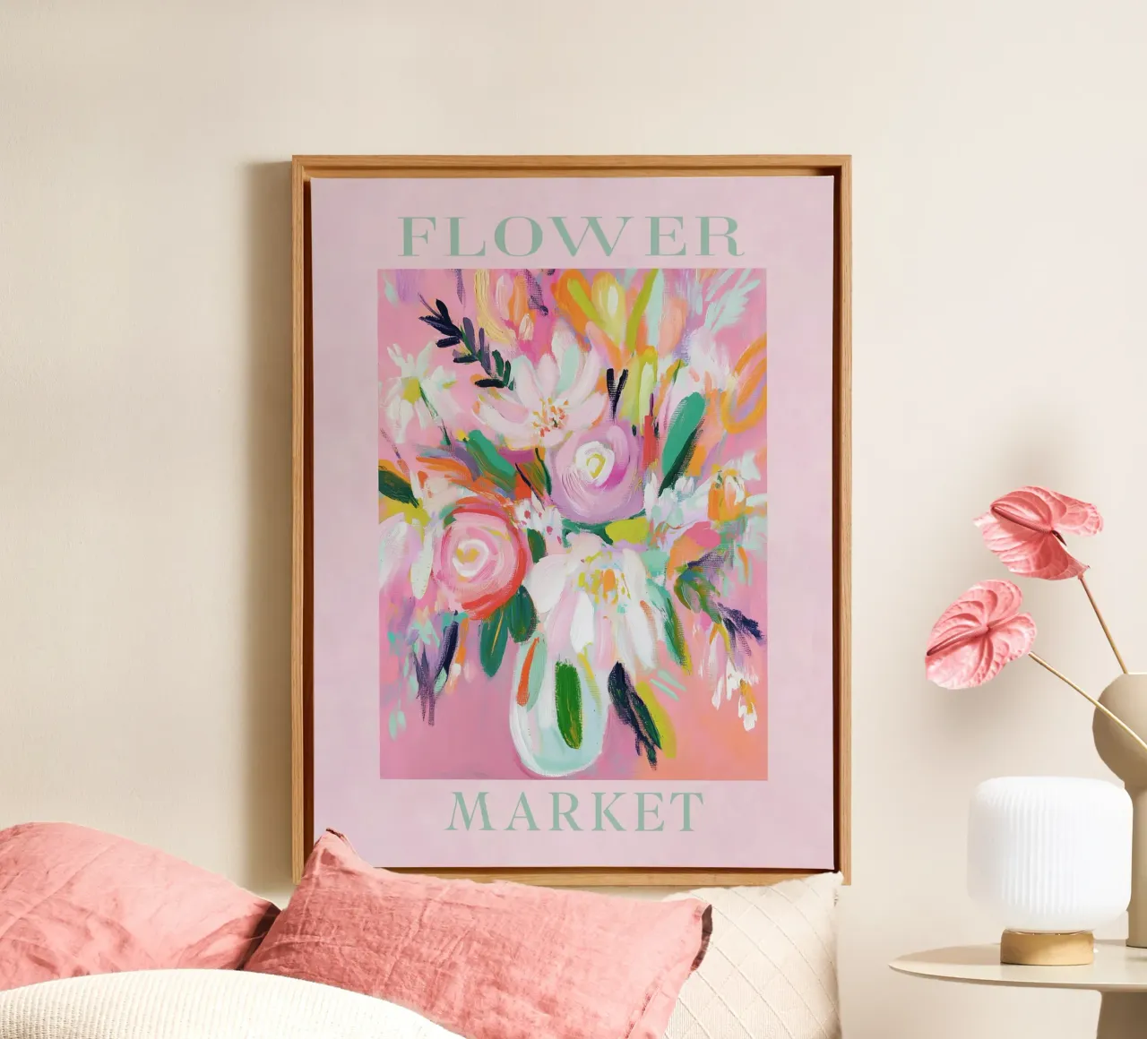 Romantico mercato dei fiori tela con Cornice a cassetta da Carinaprint