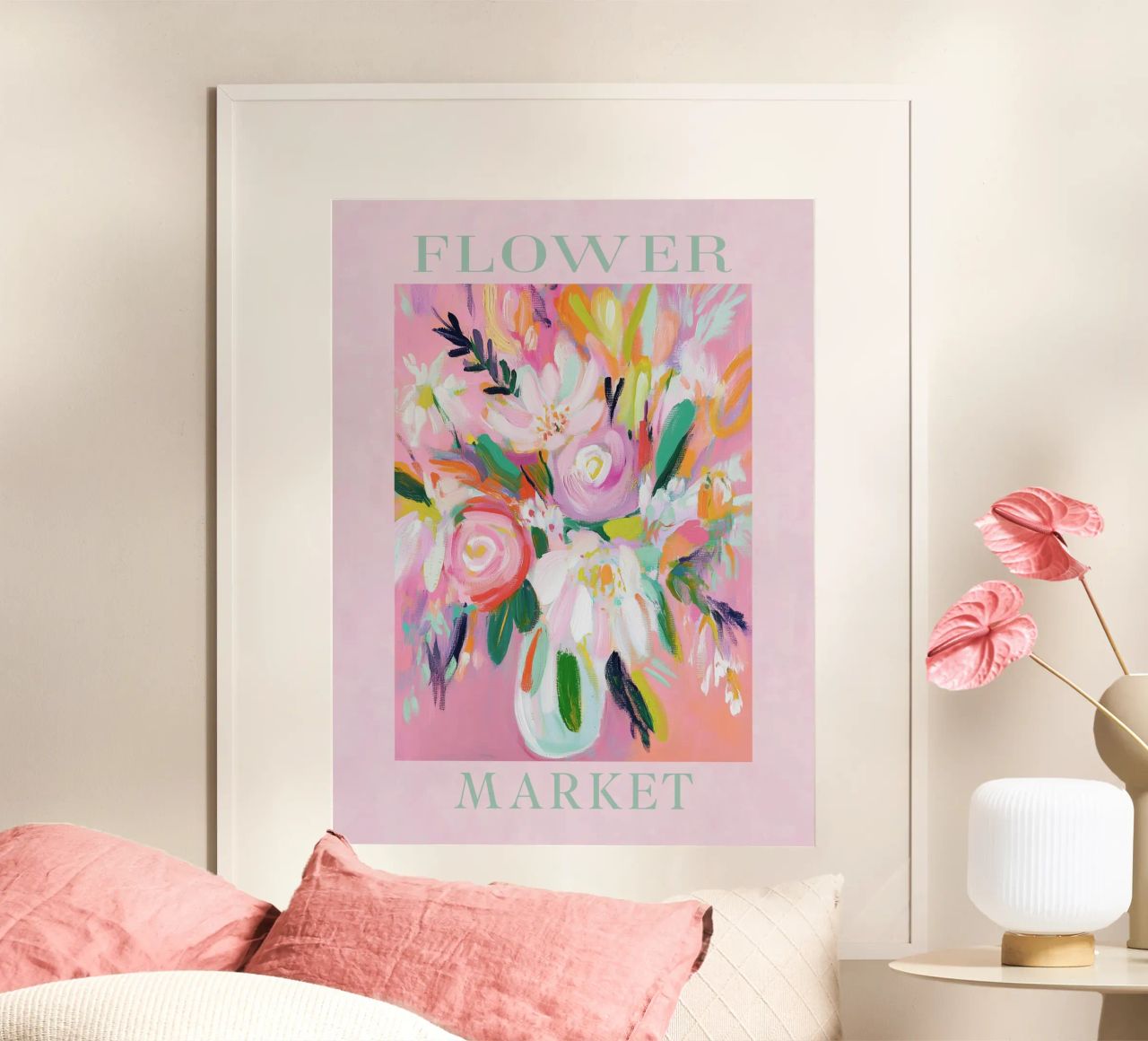 Romantische bloemenmarkt poster van Carinaprint