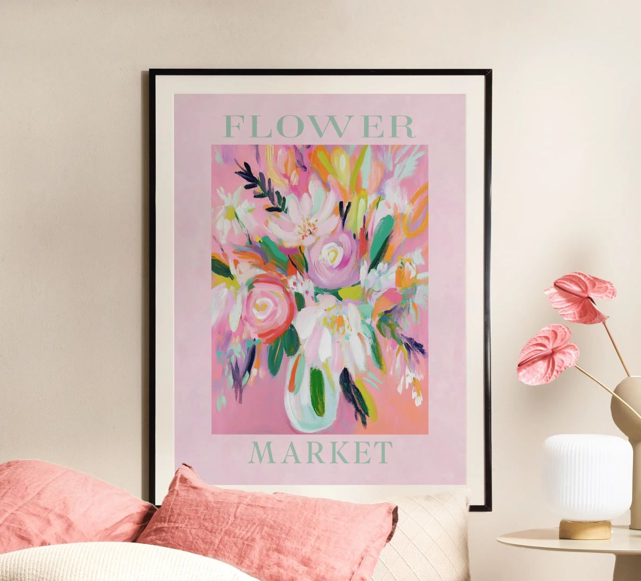 Romantische bloemenmarkt poster van Carinaprint