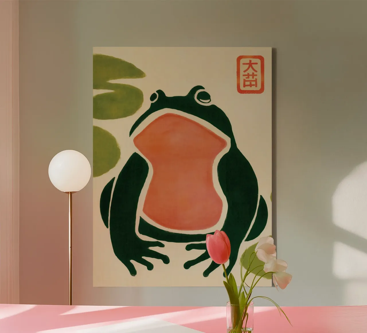 Frog in the Zen garden | Japandi style canvas by Autofocus