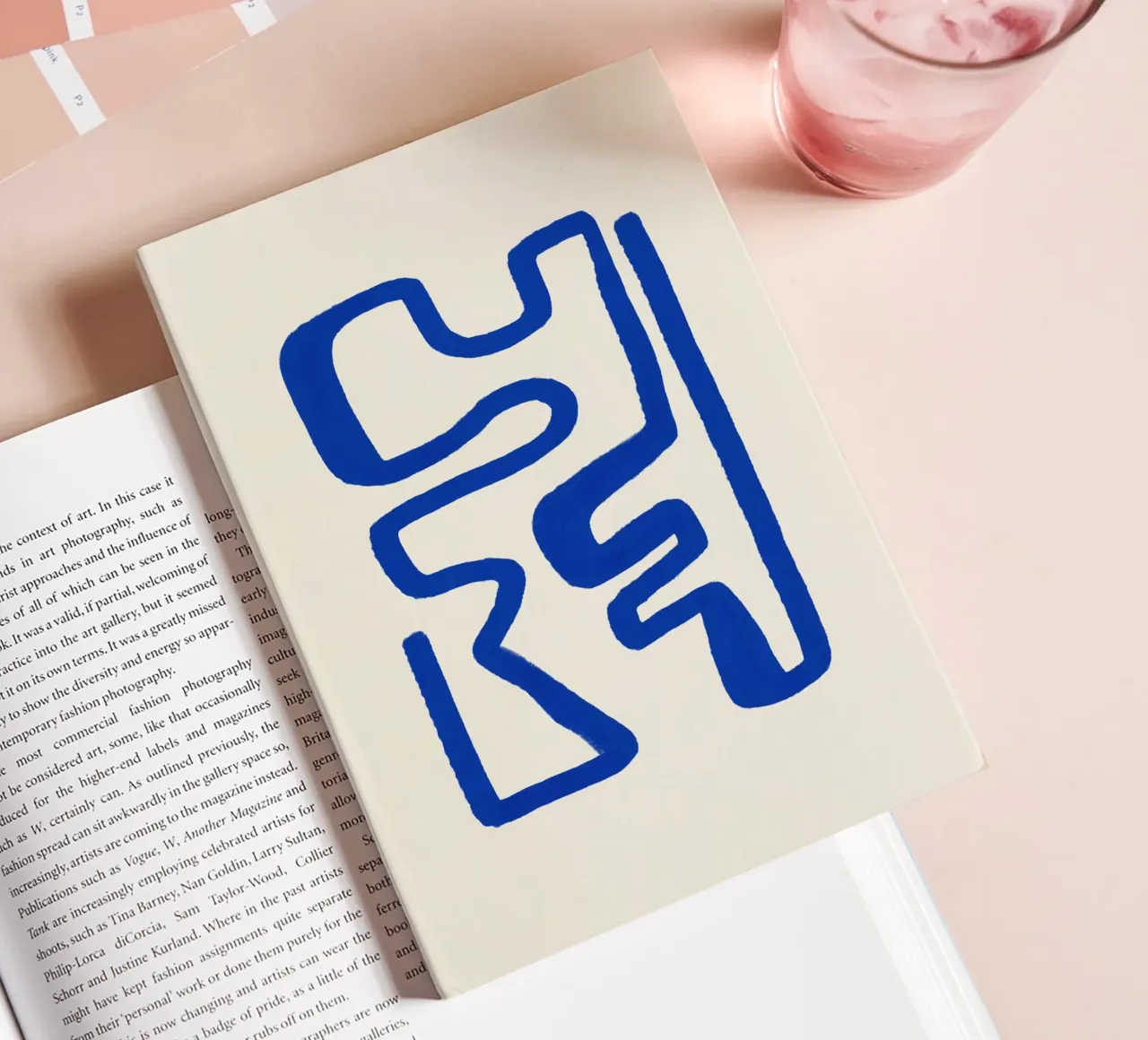 Blauwe lijn kunst 01 notitieboek van Little Dean