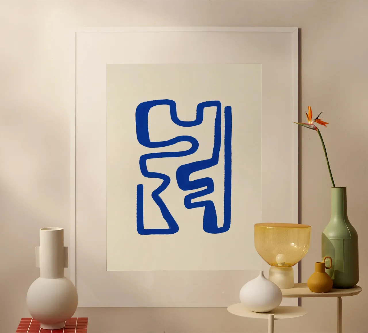 Linea blu art 01 poster con telaio in alluminio da Little Dean