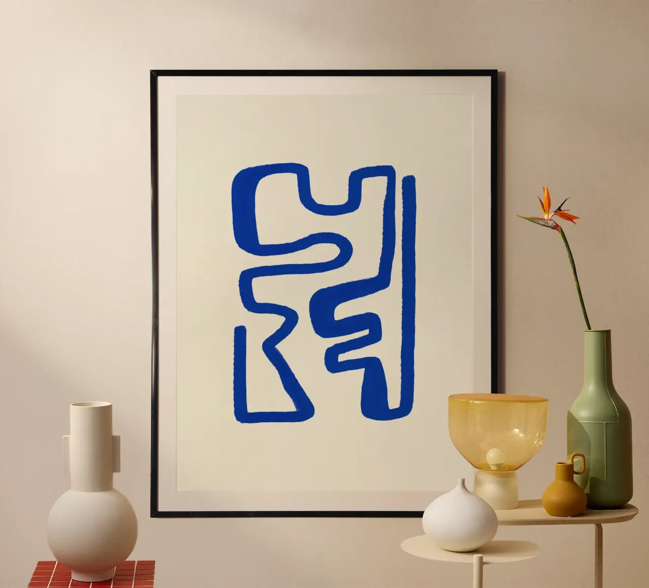 Linea blu art 01 poster con telaio in alluminio da Little Dean