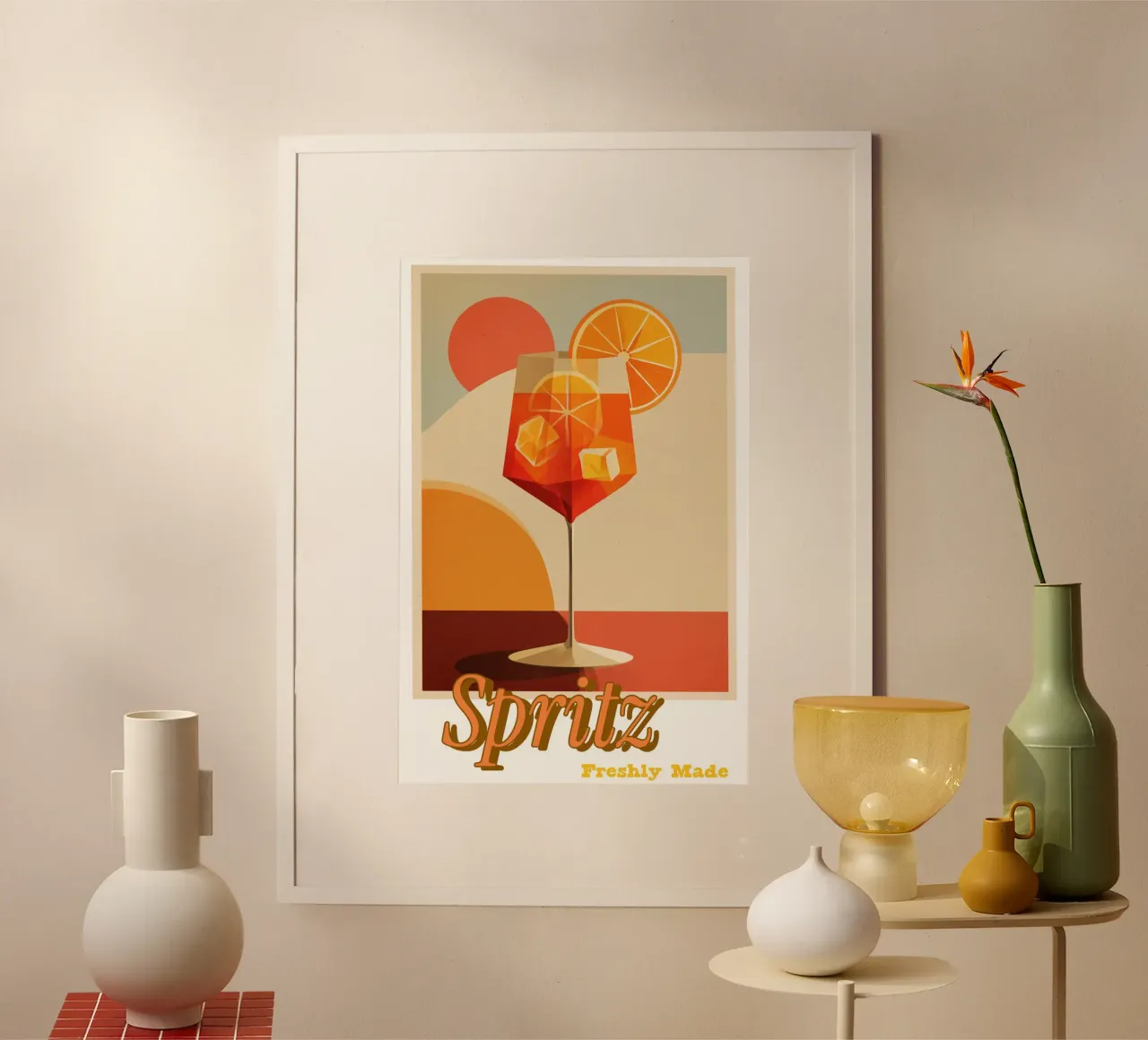 Spritz all'arancia - Poster estivo retrò per bar e cucina poster con telaio in legno da Artworkai Shop