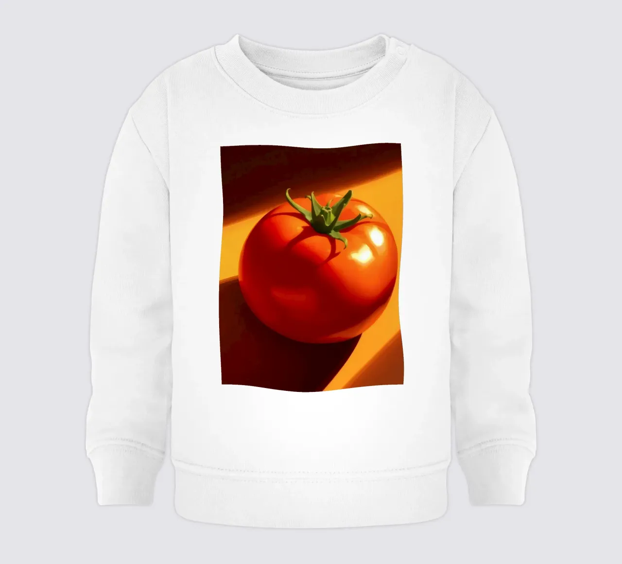 Tomate rouge vif reposant sur une surface orange chaude sweat pour bébé de DesignDoodle