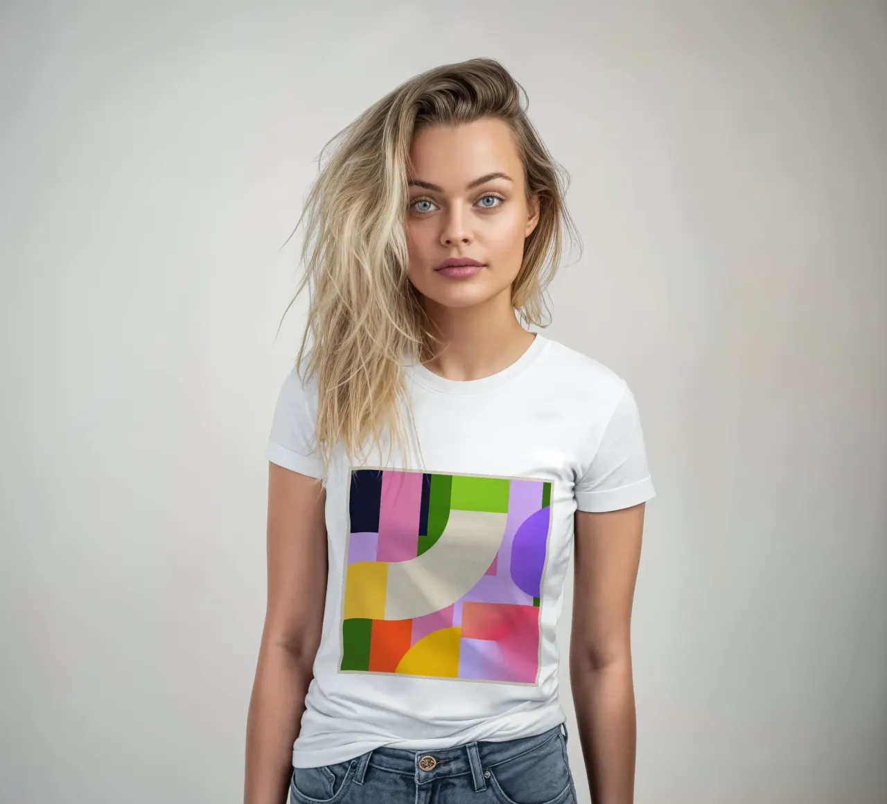 Géométrie colorée t-shirt ajusté pour femmes de Gaite