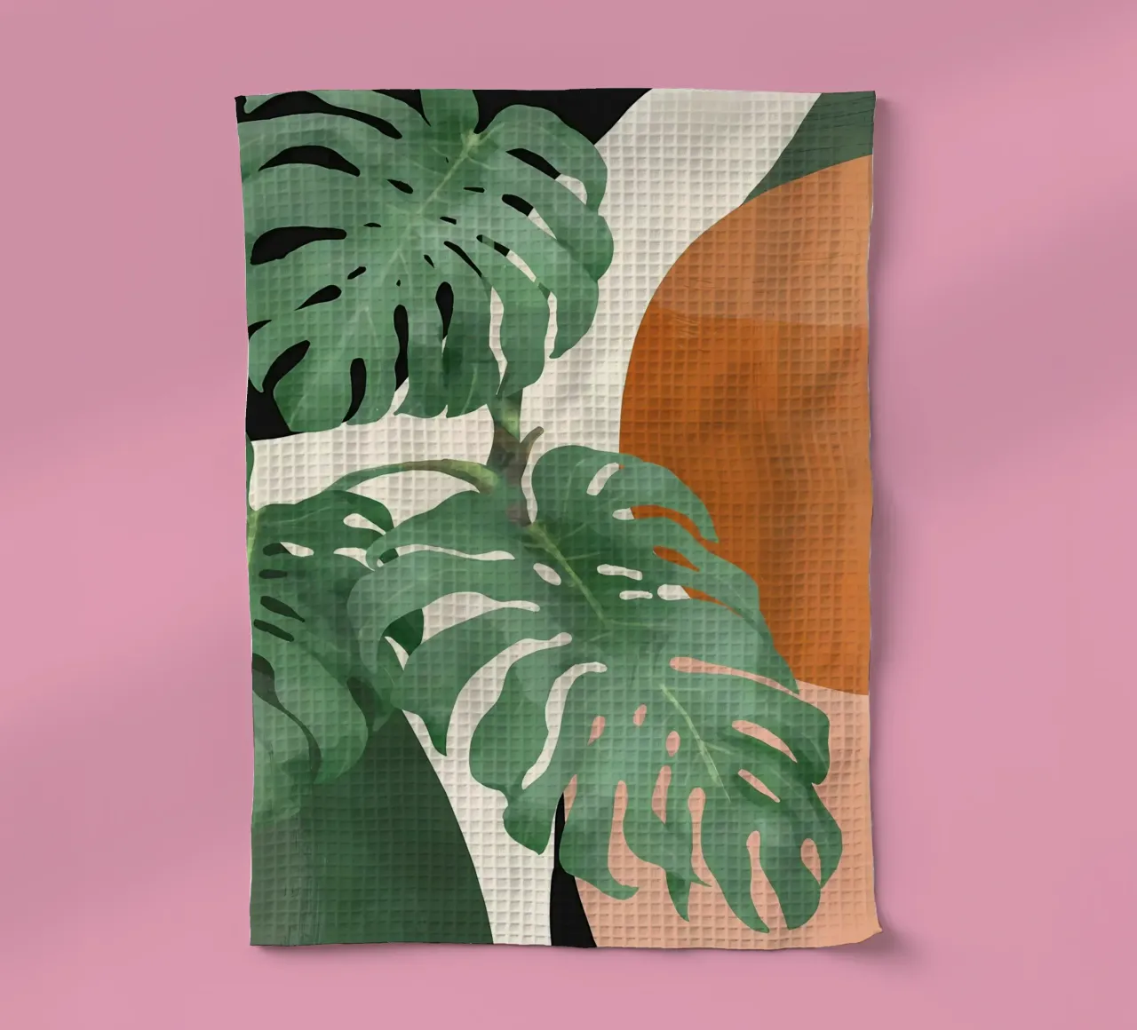 monstera leaves tropical greenery foliage tea towel by Janine P McGuire