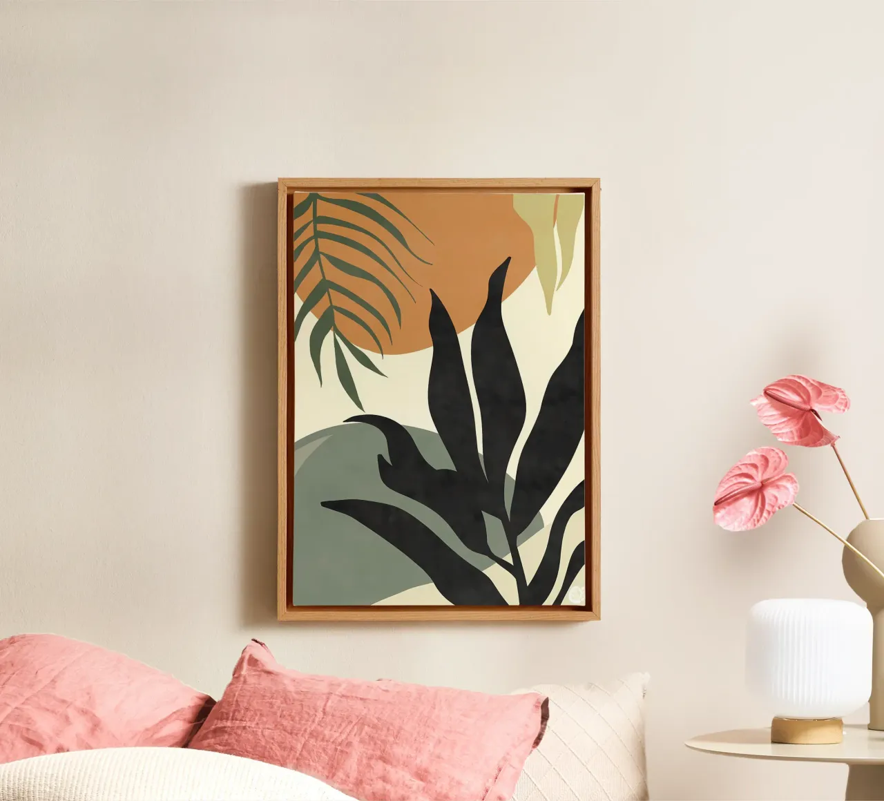 bladeren gebladerte tropisch botanisch natuur canvas met Baklijst van Janine P McGuire