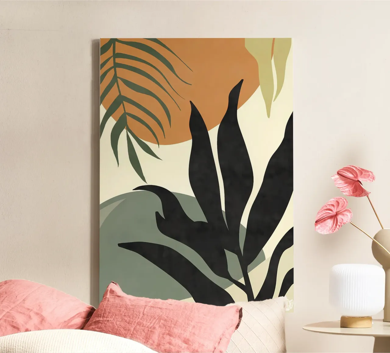 bladeren gebladerte tropisch botanisch natuur canvas met Baklijst van Janine P McGuire
