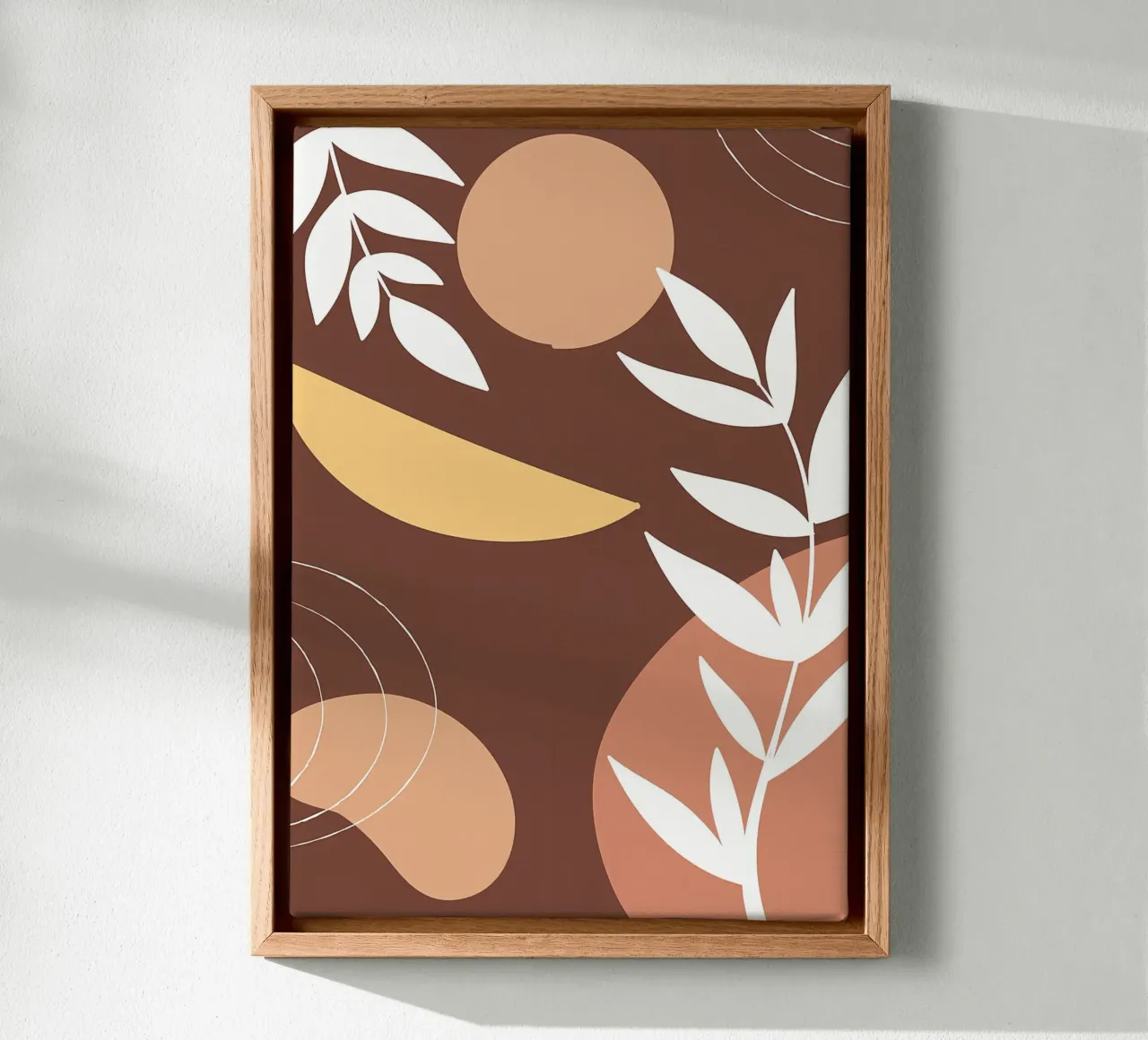bladeren gebladerte cirkels geometrische vormen canvas met Baklijst van Janine P McGuire