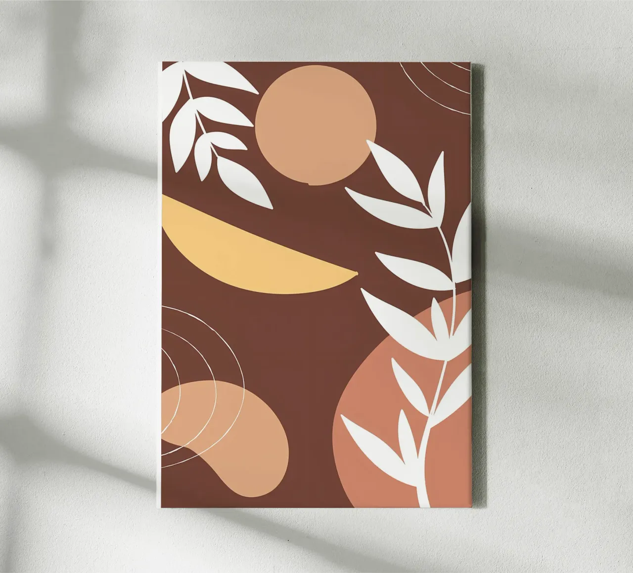 bladeren gebladerte cirkels geometrische vormen canvas met Baklijst van Janine P McGuire
