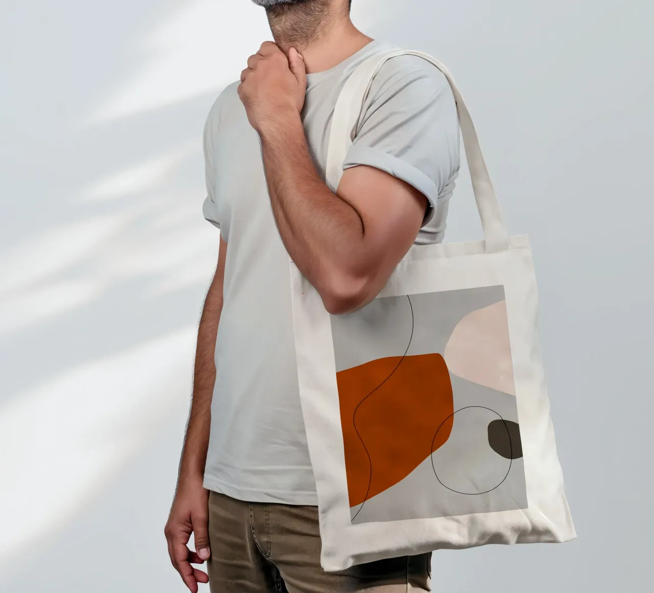 forme astratte curve forme geometriche forma arancione borsa in juta da Janine P McGuire