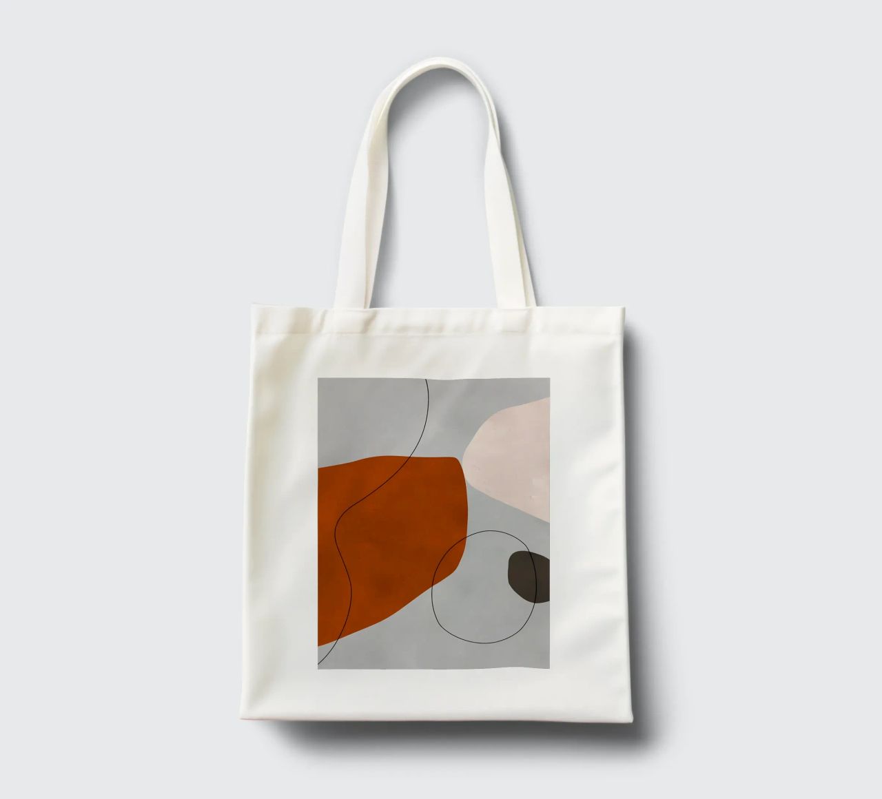 forme astratte curve forme geometriche forma arancione borsa in juta da Janine P McGuire