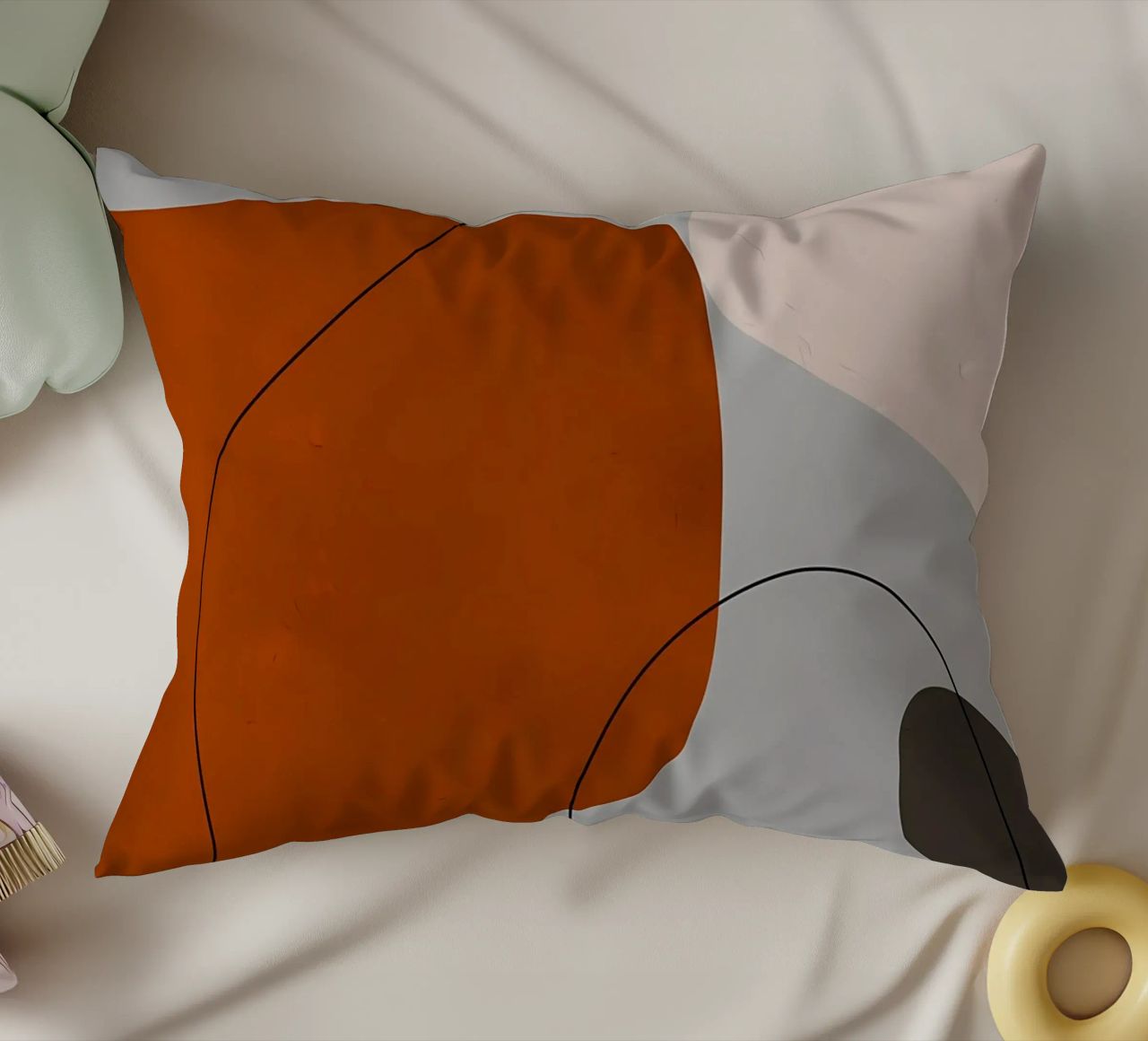 forme astratte curve forme geometriche forma arancione cuscino da Janine P McGuire