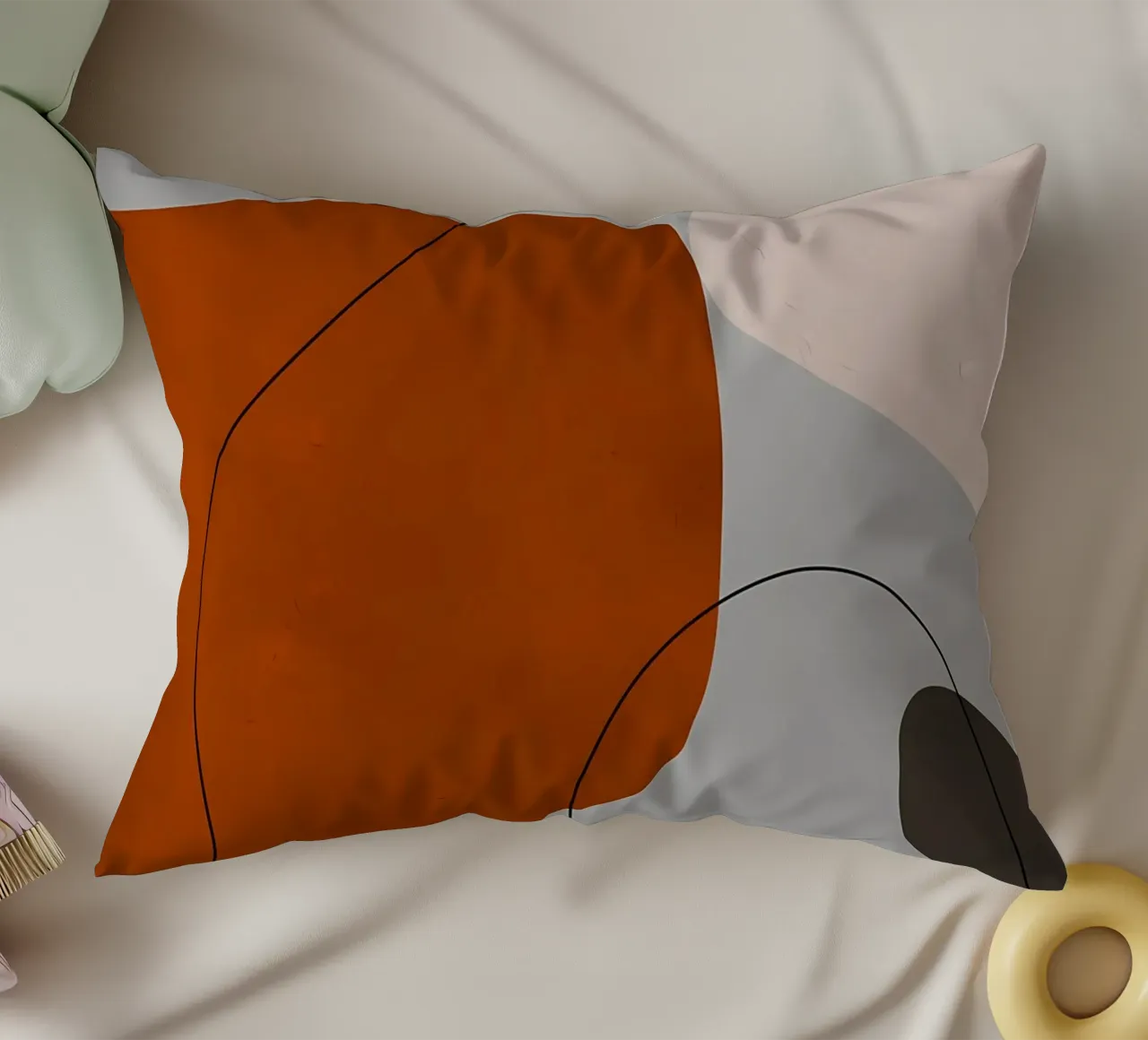 abstrakte Formen Kurven geometrische Formen orange Form Kissen von Janine P McGuire