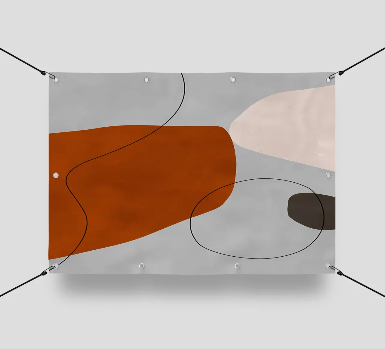 forme astratte curve forme geometriche forma arancione telo in pvc da Janine P McGuire