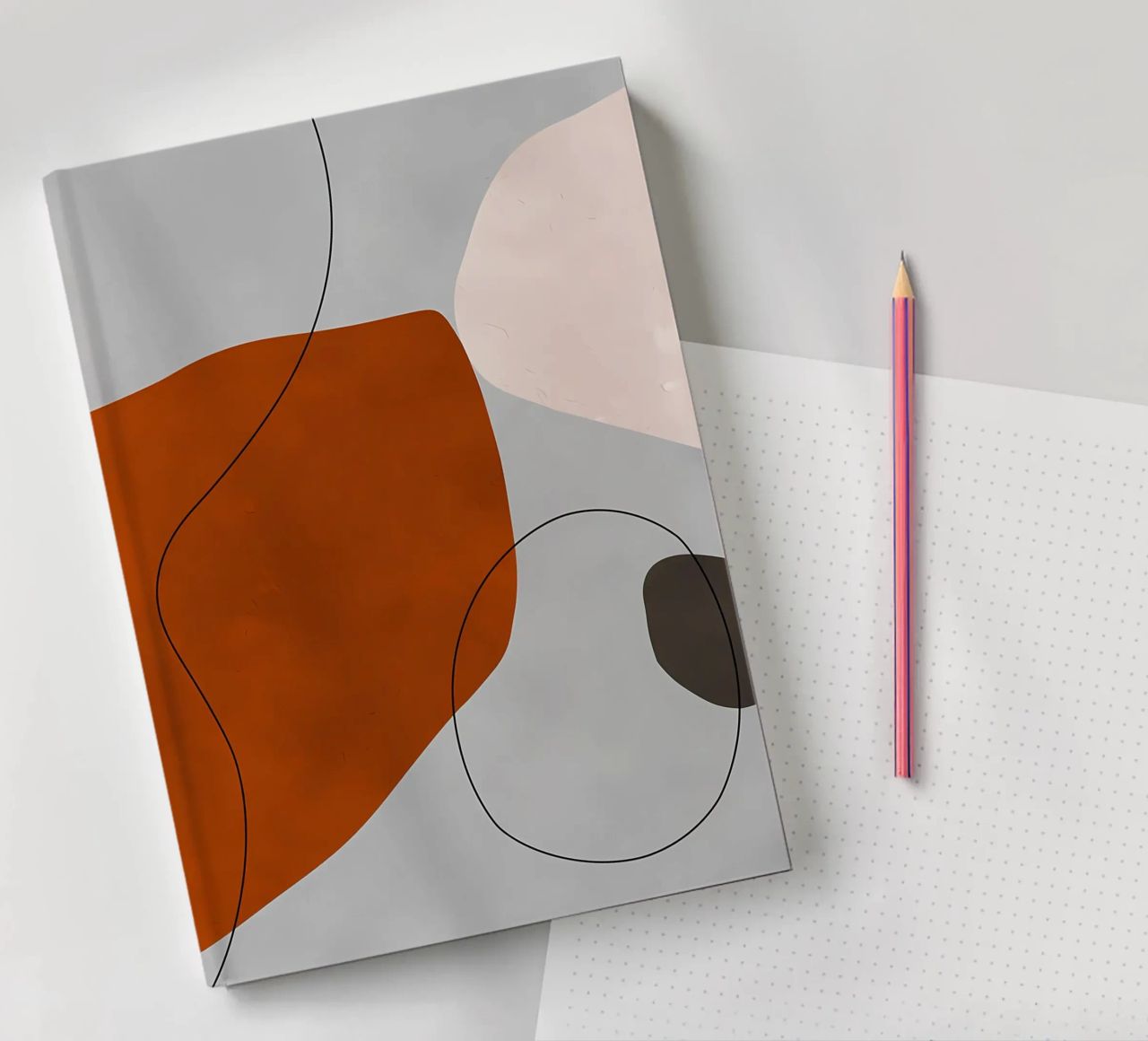 abstract shapes curves geometric forms orange shape notebook by Janine P McGuire