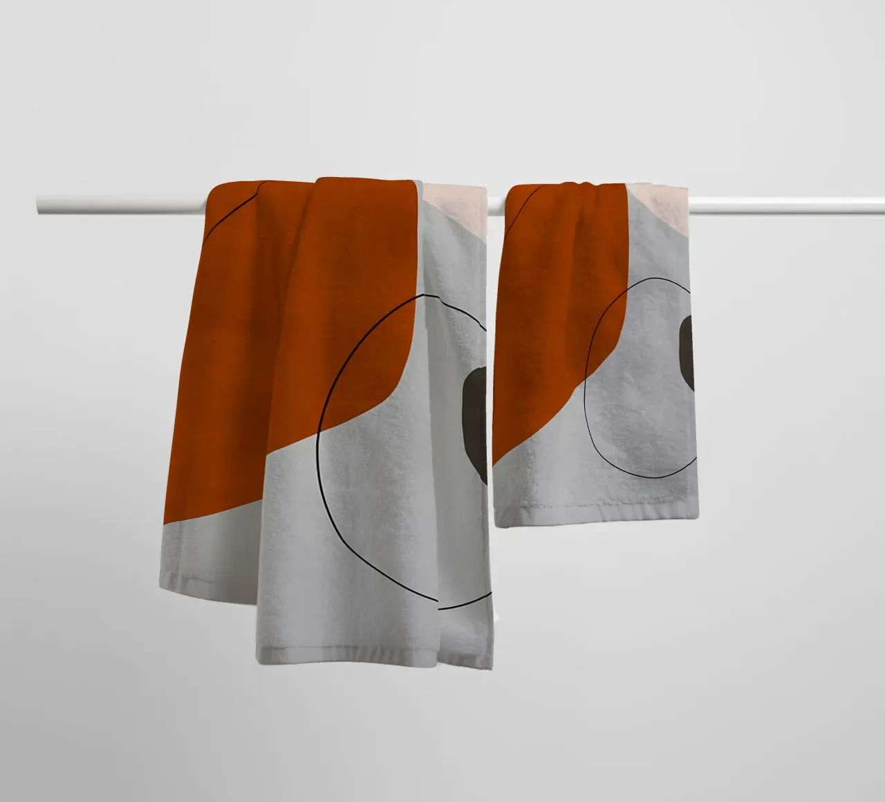 forme astratte curve forme geometriche forma arancione asciugamano da bagno da Janine P McGuire