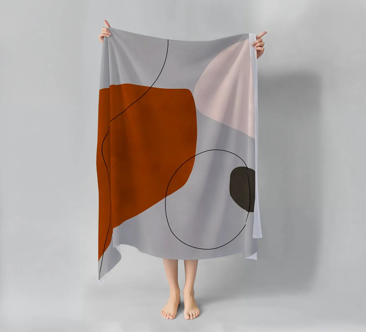 forme astratte curve forme geometriche forma arancione telo mare da Janine P McGuire