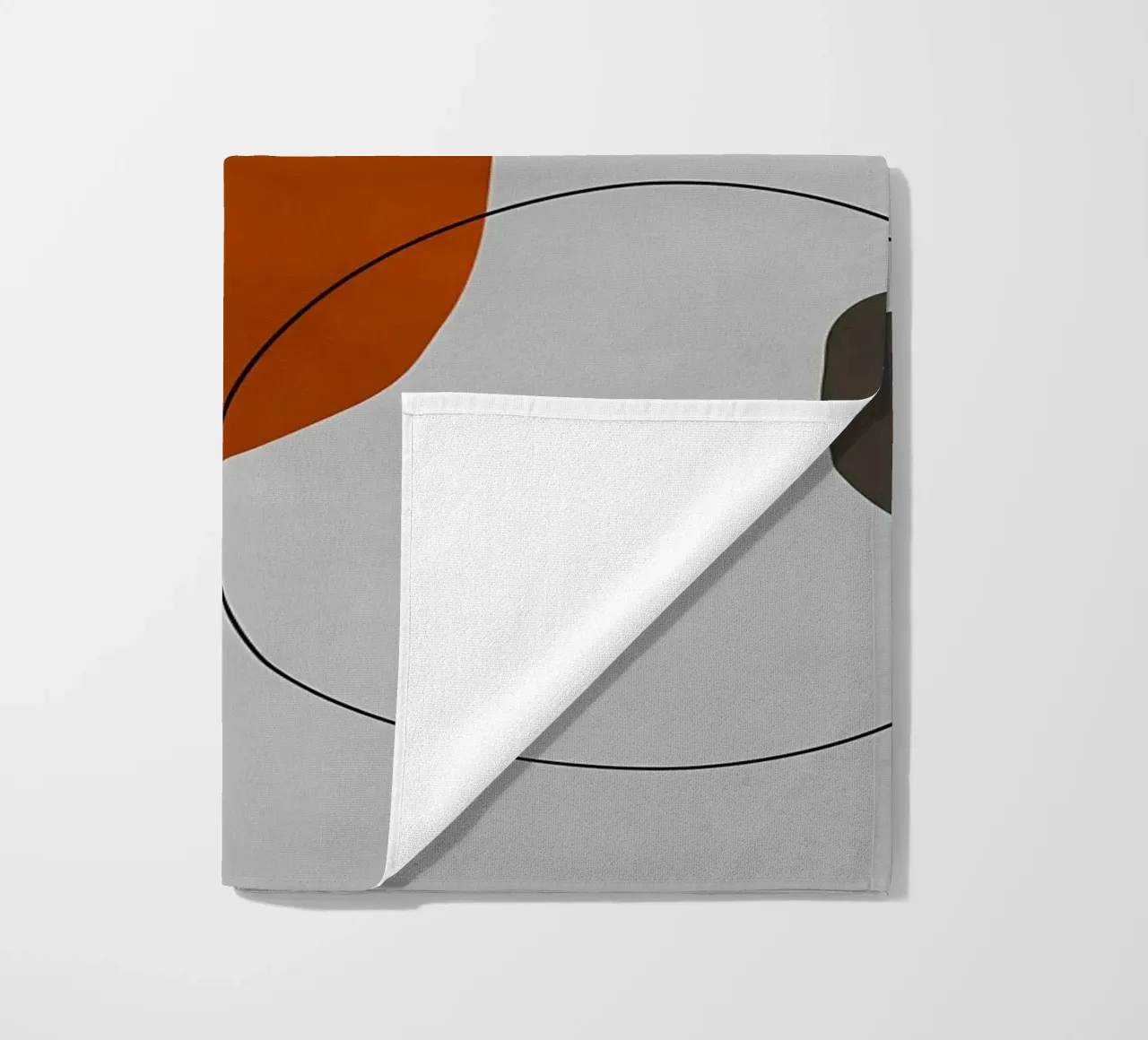 abstracte vormen krommen geometrische vormen oranje vorm strandhanddoek van Janine P McGuire