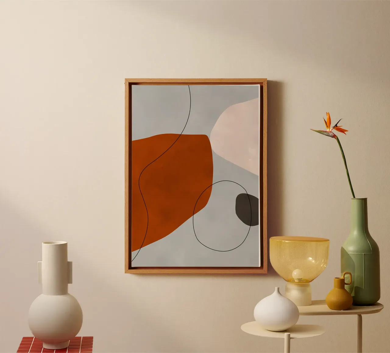 abstract shapes curves geometric forms orange shape canvas by Janine P McGuire
