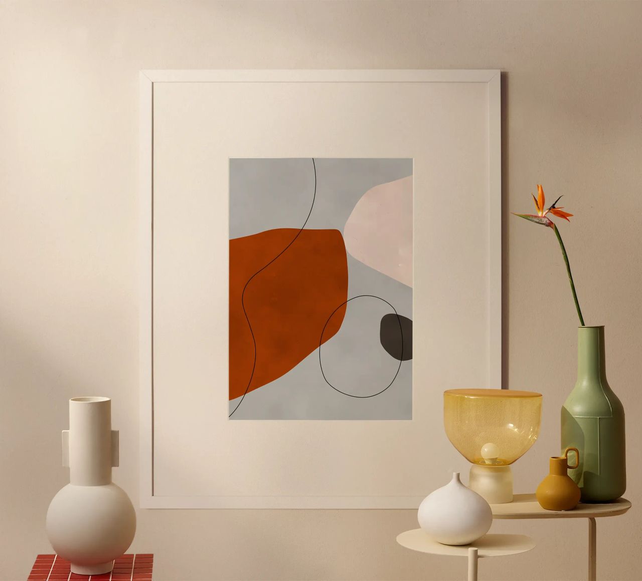 forme astratte curve forme geometriche forma arancione poster da Janine P McGuire