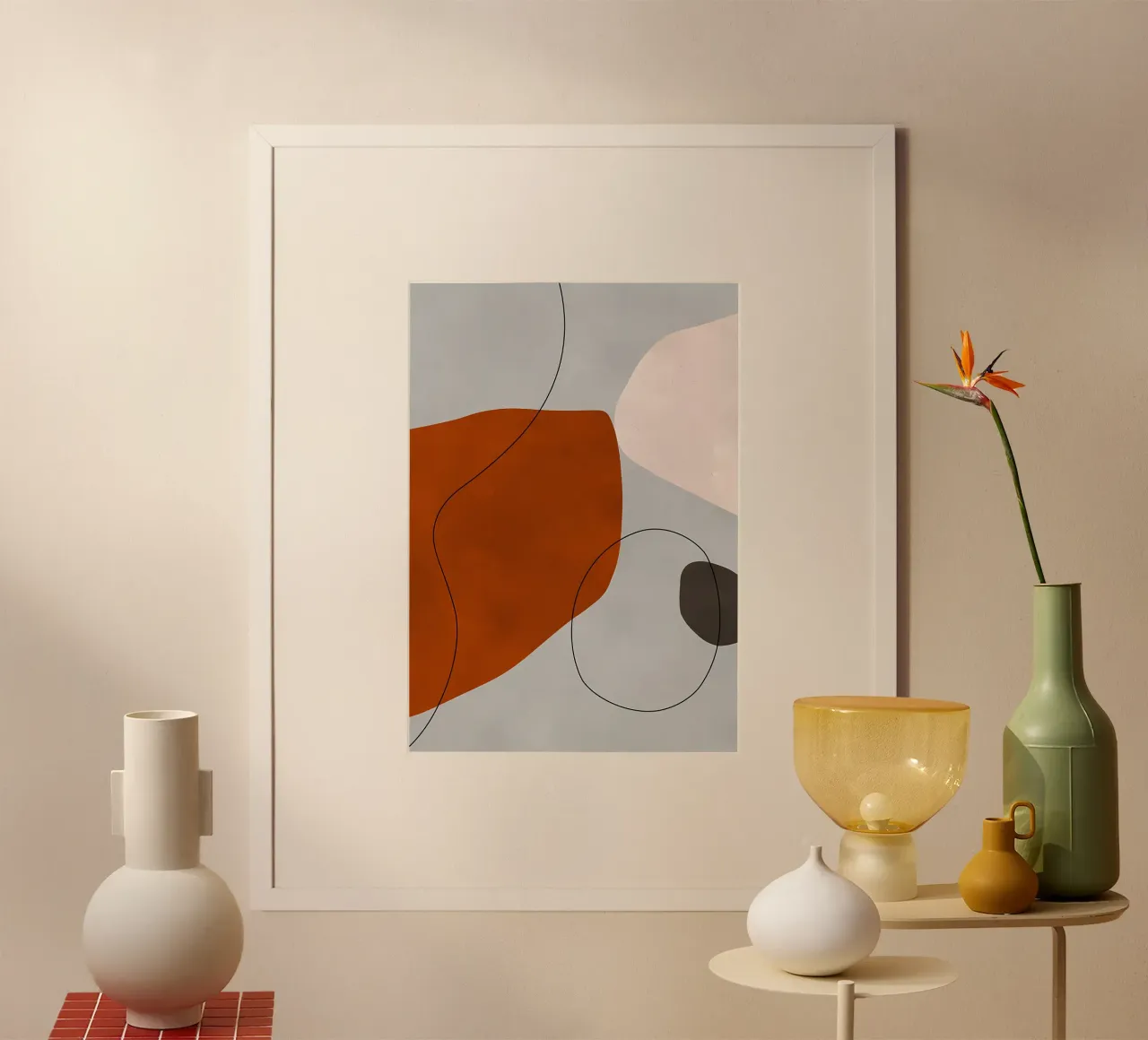 formas abstractas curvas formas geométricas forma naranja poster de Janine P McGuire