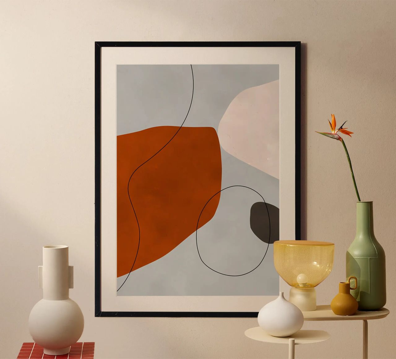 forme astratte curve forme geometriche forma arancione poster da Janine P McGuire