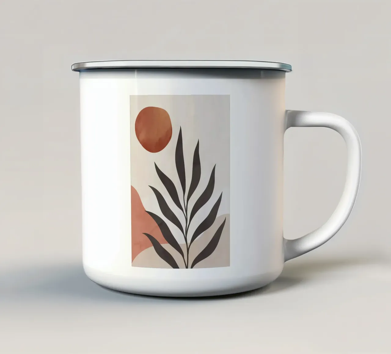 sole foglie forme astratte cerchi di piante tazza in smalto da Janine P McGuire