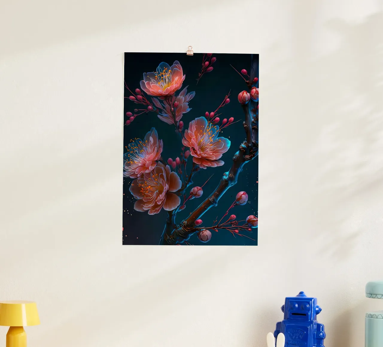 fiori rami petali fiori boccioli poster con telaio in plastica da Janine P McGuire