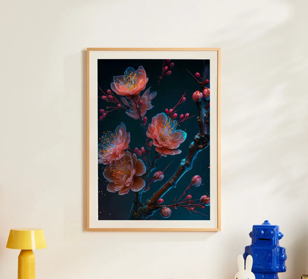 fiori rami petali fiori boccioli poster con telaio in plastica da Janine P McGuire