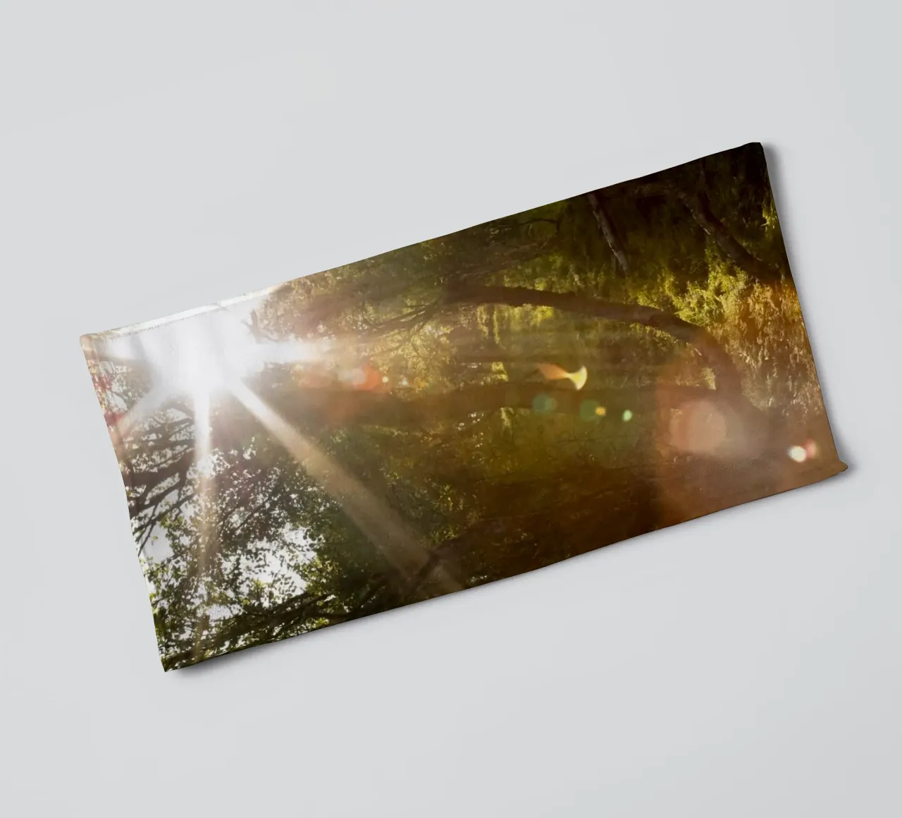 Sunlight streaming through the trees towel by karijn_landscapes