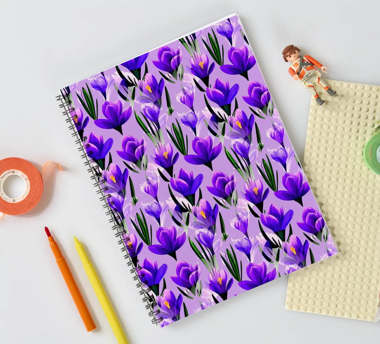 Crocus Flowers Lavender spiral notebook by SilverPegasus