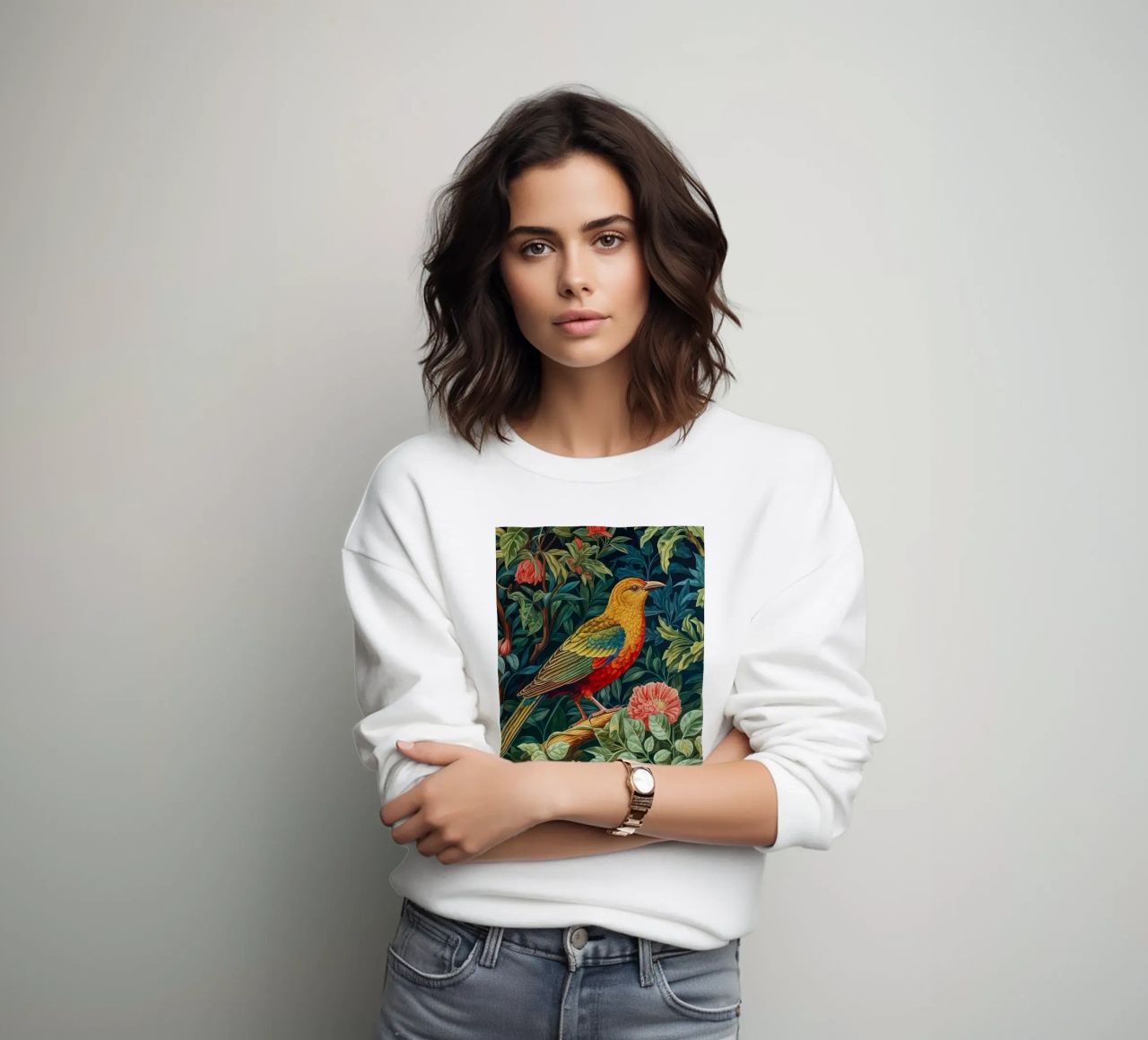 william morris - bird with flowering tree sweatshirt by Art Crew Kbm