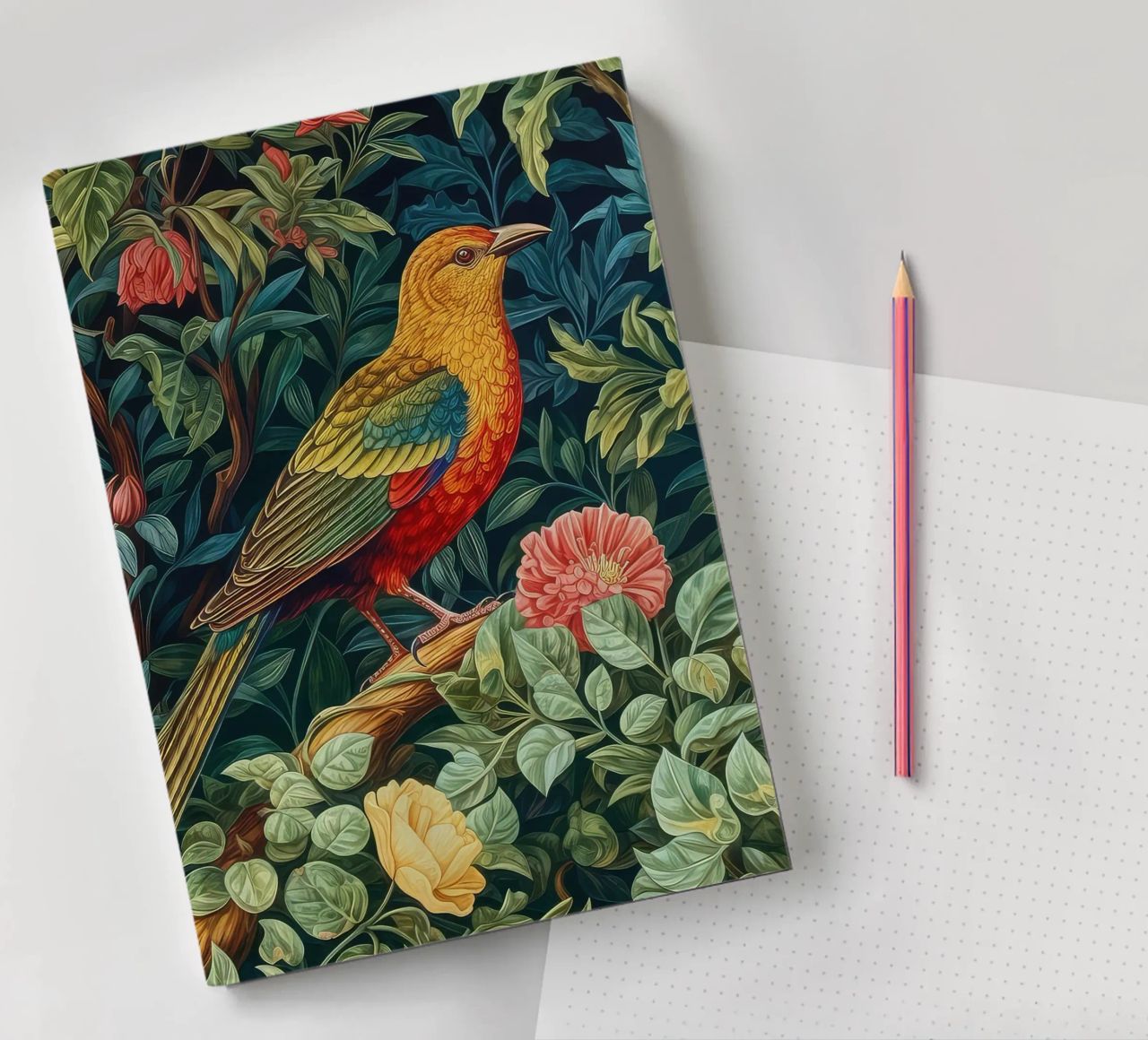 william morris - bird with flowering tree notebook by Art Crew Kbm