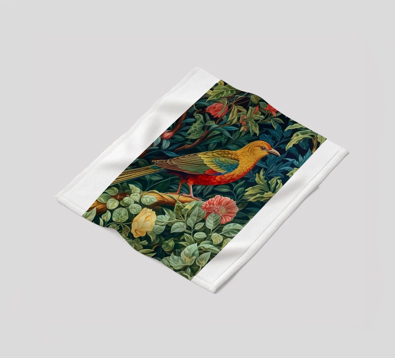 william morris - bird with flowering tree fleece blanket by Art Crew Kbm