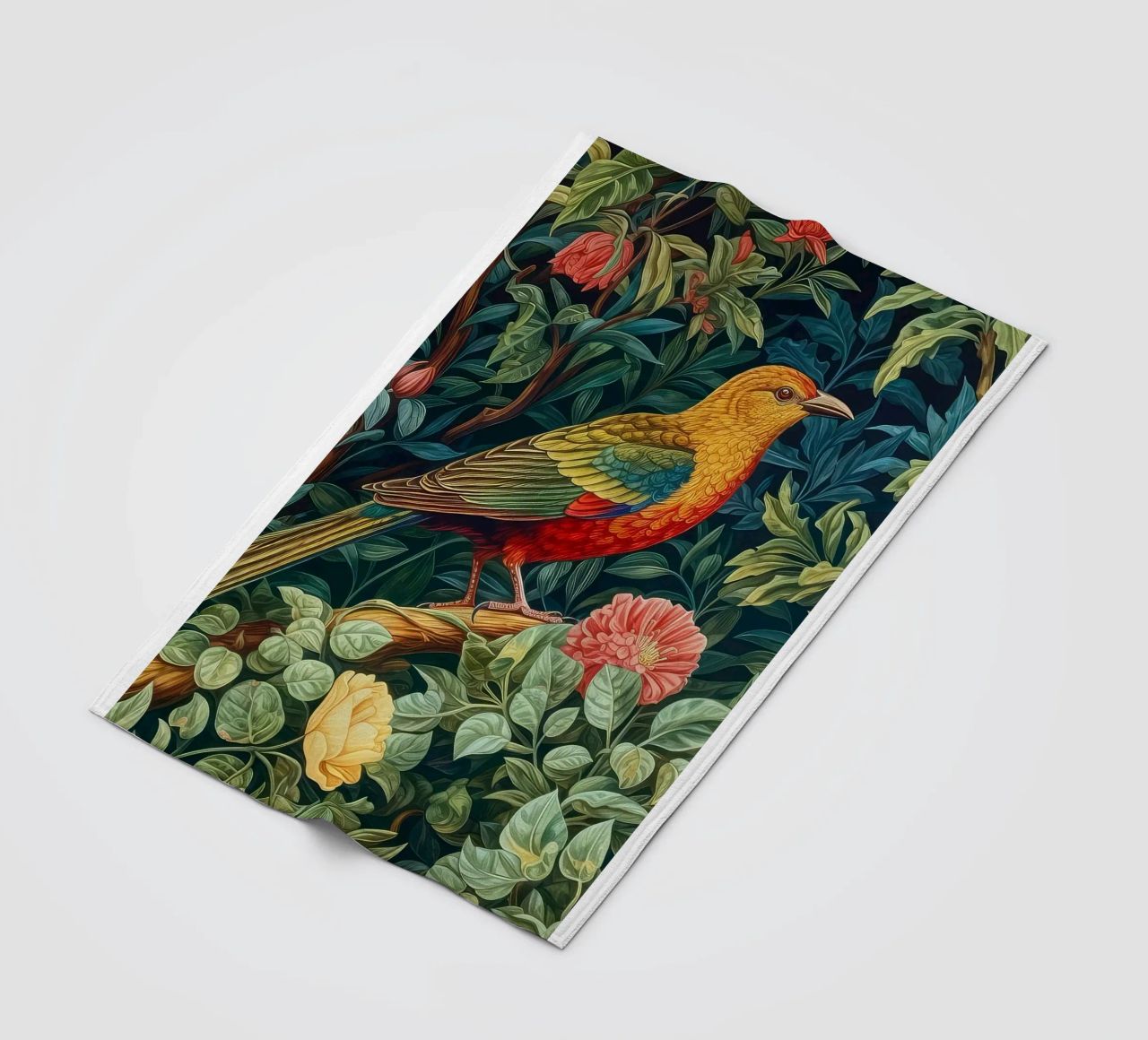 william morris - bird with flowering tree fleece blanket by Art Crew Kbm