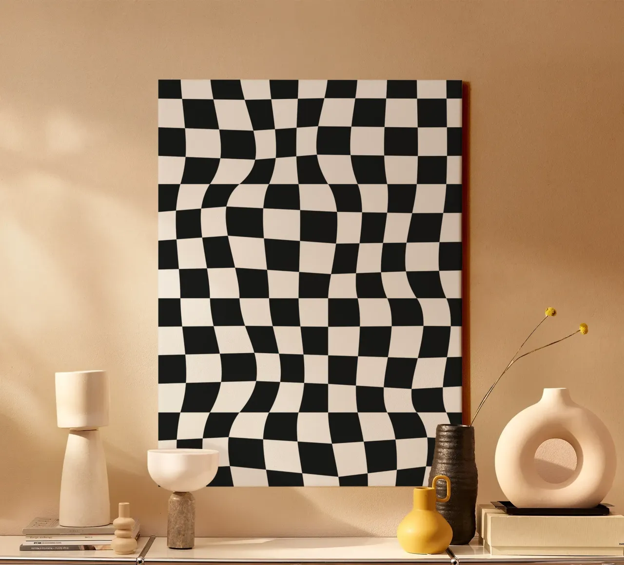 Distorted Chess Pattern canvas by Paigaam Studio