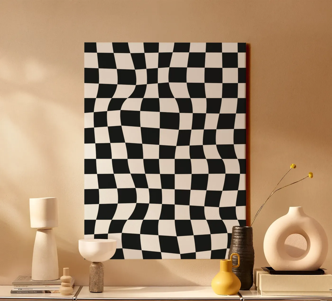 Distorted Chess Pattern canvas van Paigaam Studio