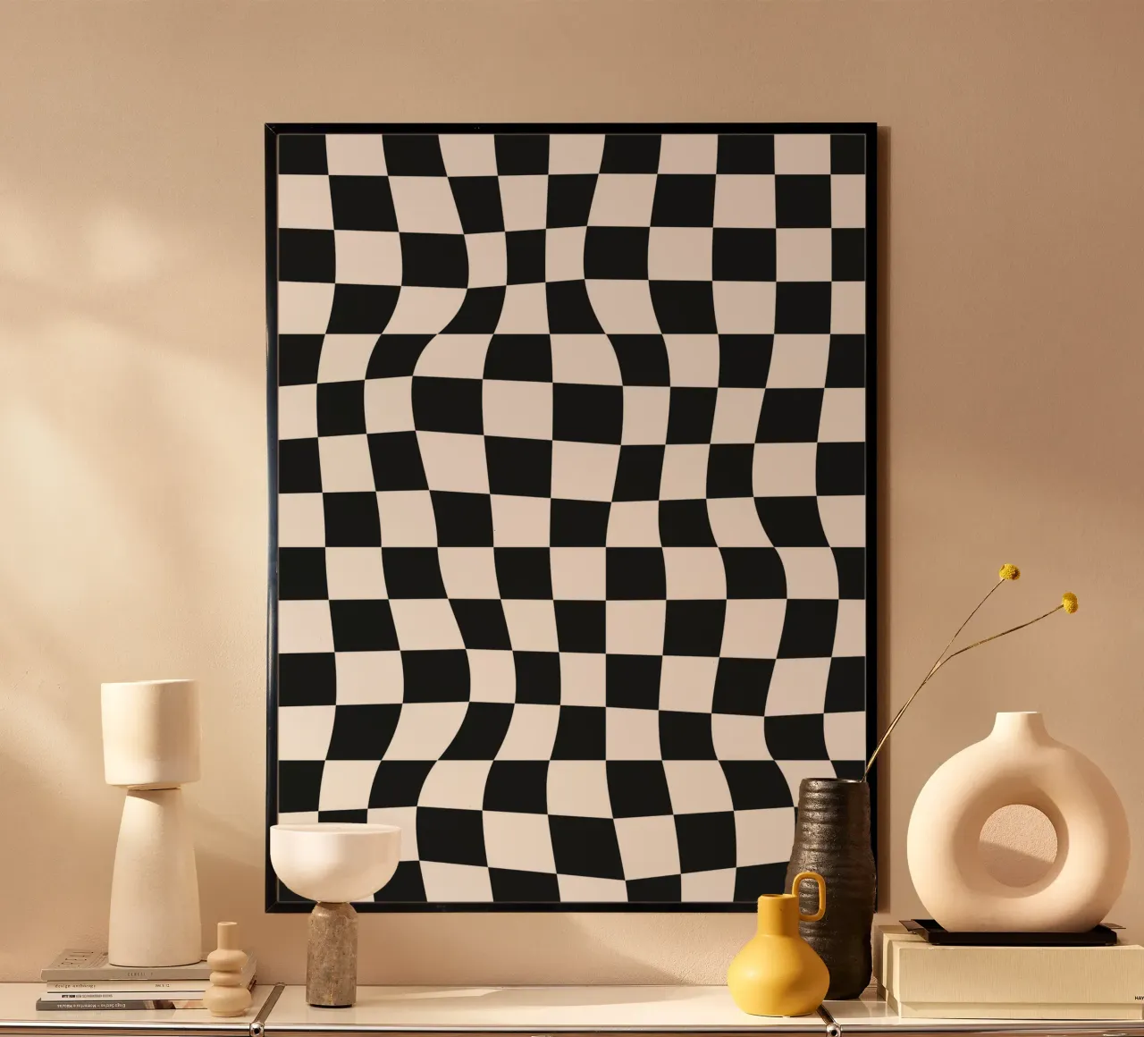 Distorted Chess Pattern poster by Paigaam Studio