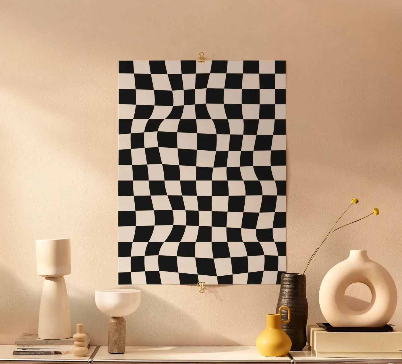 Distorted Chess Pattern poster by Paigaam Studio