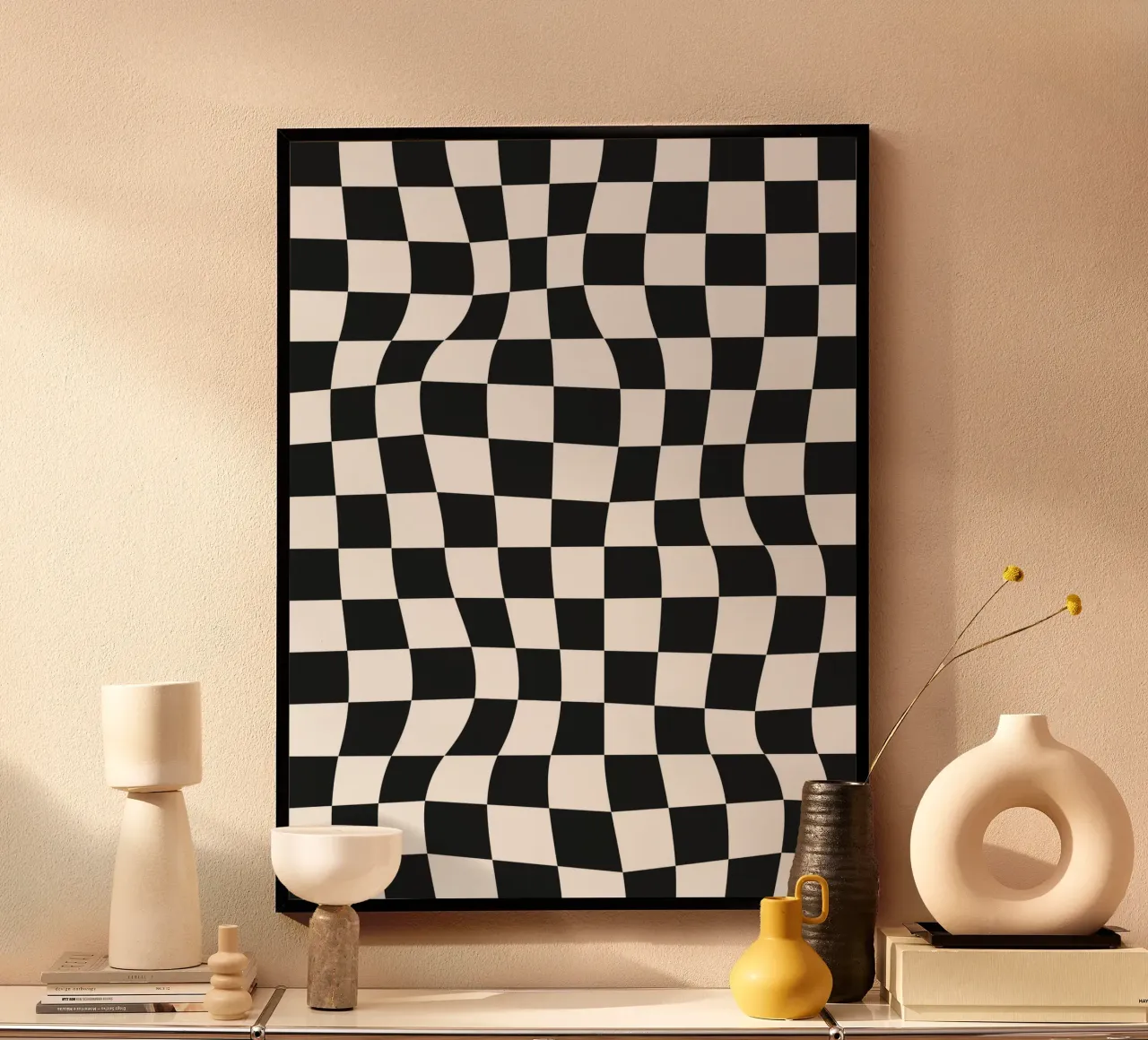 Distorted Chess Pattern poster by Paigaam Studio