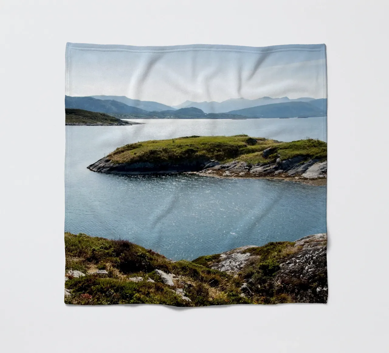 Coastal calm with a blue sky bay fleece blanket by karijn_landscapes