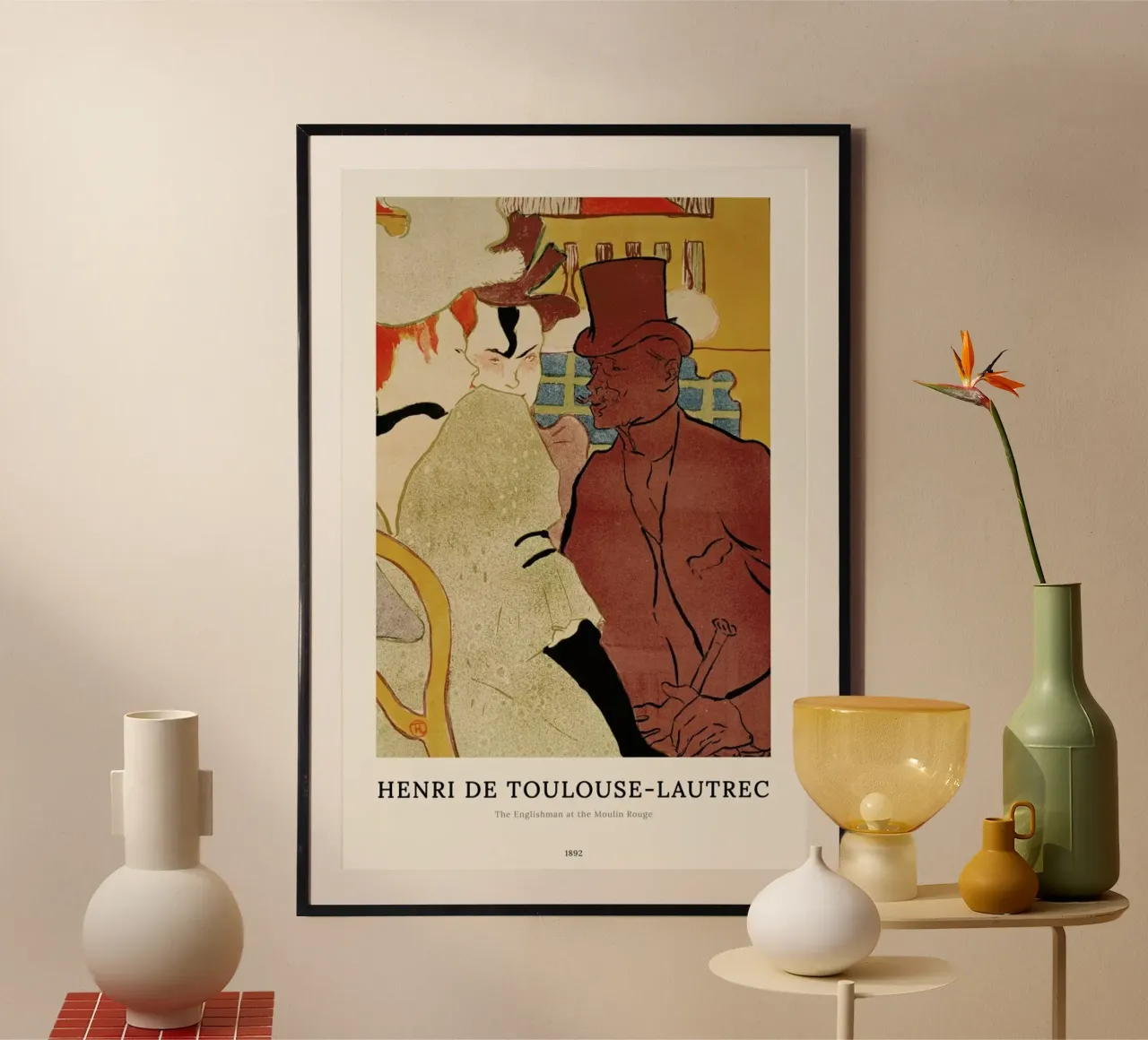 Henri de Toulouse-Lautrec - The Englishman at the Moulin Rouge poster con telaio in alluminio da ARTOTHEK